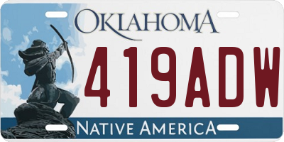 OK license plate 419ADW
