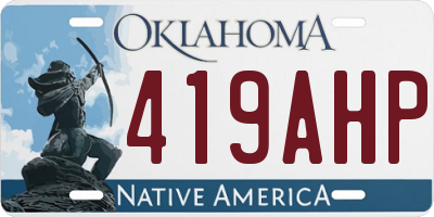 OK license plate 419AHP