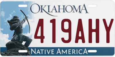 OK license plate 419AHY