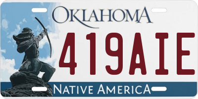 OK license plate 419AIE