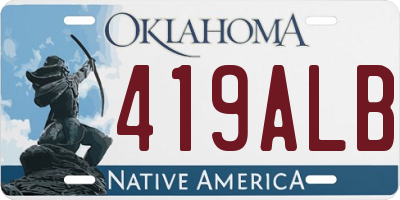 OK license plate 419ALB