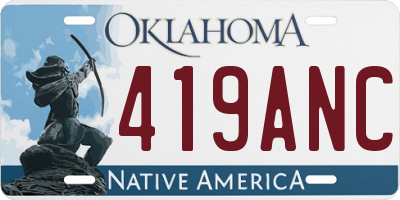 OK license plate 419ANC