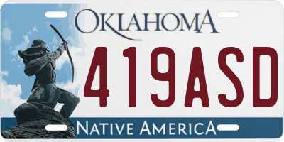 OK license plate 419ASD