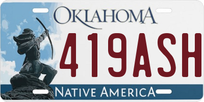 OK license plate 419ASH