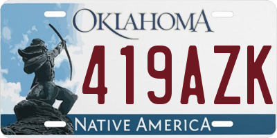 OK license plate 419AZK