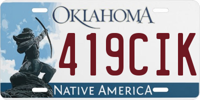 OK license plate 419CIK