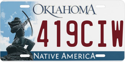 OK license plate 419CIW
