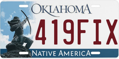 OK license plate 419FIX