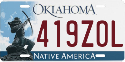 OK license plate 419ZOL