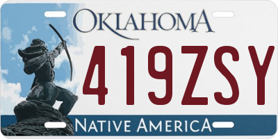 OK license plate 419ZSY