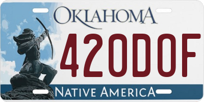 OK license plate 420DOF