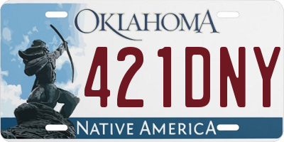 OK license plate 421DNY