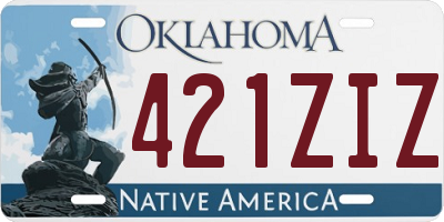 OK license plate 421ZIZ