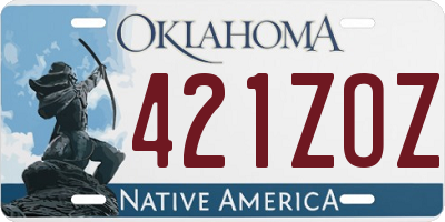 OK license plate 421ZOZ