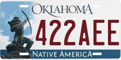 OK license plate 422AEE