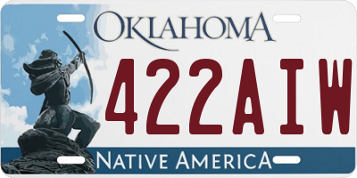 OK license plate 422AIW