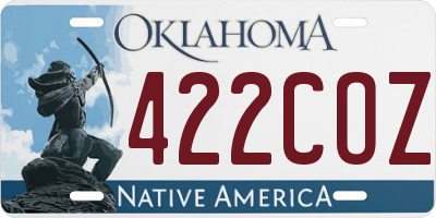 OK license plate 422COZ