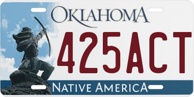 OK license plate 425ACT
