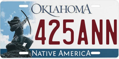 OK license plate 425ANN