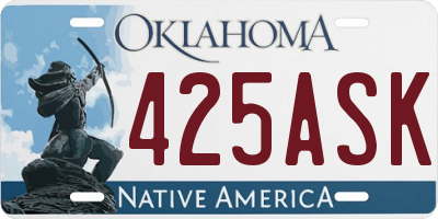 OK license plate 425ASK