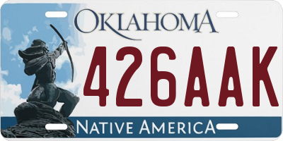 OK license plate 426AAK