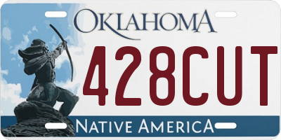 OK license plate 428CUT