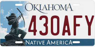 OK license plate 430AFY