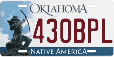 OK license plate 430BPL