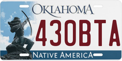 OK license plate 430BTA