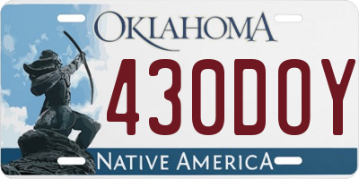 OK license plate 430DOY