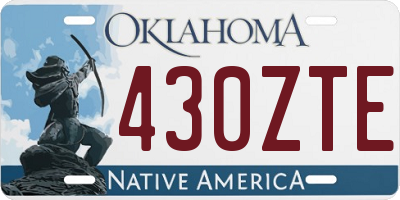 OK license plate 430ZTE