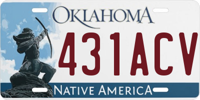 OK license plate 431ACV