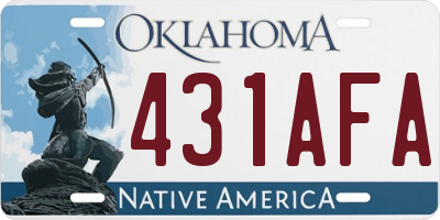 OK license plate 431AFA