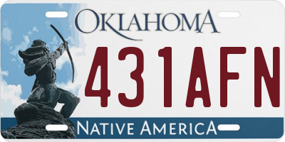 OK license plate 431AFN