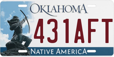 OK license plate 431AFT