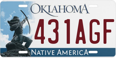 OK license plate 431AGF
