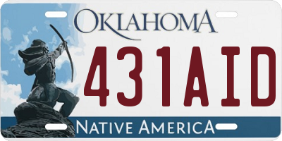 OK license plate 431AID