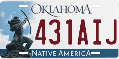 OK license plate 431AIJ