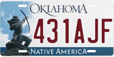 OK license plate 431AJF