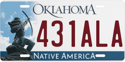 OK license plate 431ALA