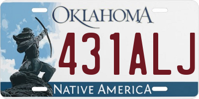 OK license plate 431ALJ