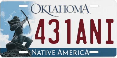 OK license plate 431ANI