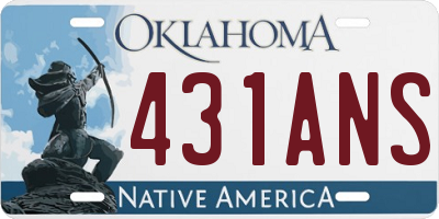 OK license plate 431ANS