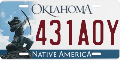 OK license plate 431AOY