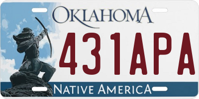 OK license plate 431APA