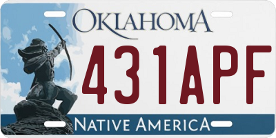 OK license plate 431APF