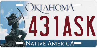 OK license plate 431ASK