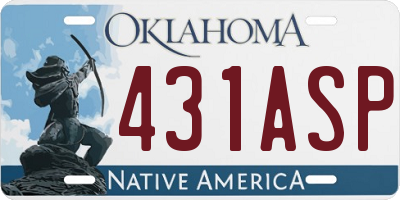 OK license plate 431ASP