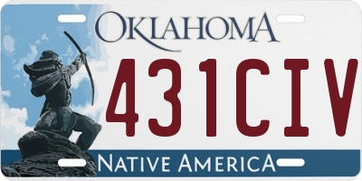 OK license plate 431CIV