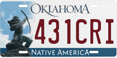 OK license plate 431CRI